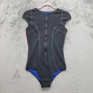 VA VERAMOR Swimsuit Womens M Gray Blue Zip Compression Wetsuit Reversible Surf